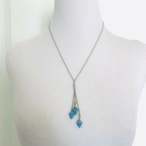 Los Angeles Boutique Silver Chain Faux Turquoise Arrow Statement Boho Necklace